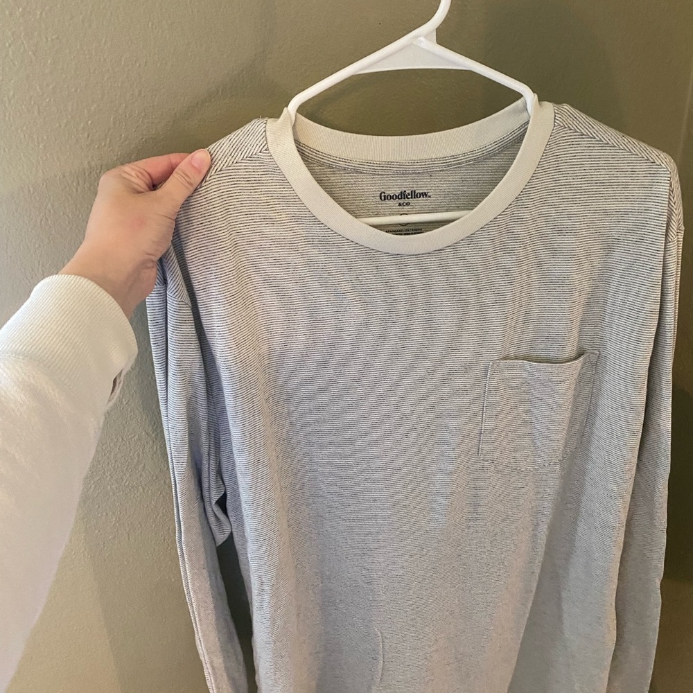 Goodfellow Gray Striped Long Sleeve Shirt